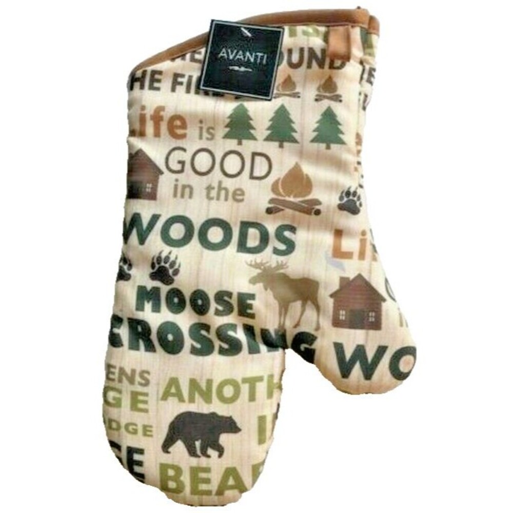 Avanti Oven Mitt Cabin Words Bear Lake House Woods Hunting Moose Crossing